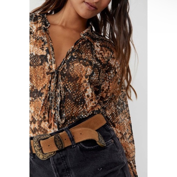 NWT Free People Out For The Night Top / Snake Combo blouse tops - Picture 5 of 7
